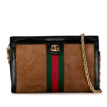 Brown Gucci Small Suede Ophidia Web Chain Crossbod