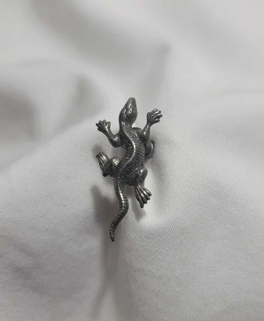 Sterling silver screw back lizard earrings - image 11