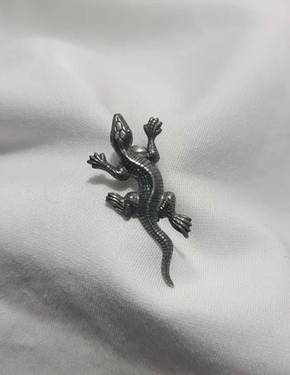 Sterling silver screw back lizard earrings - image 12