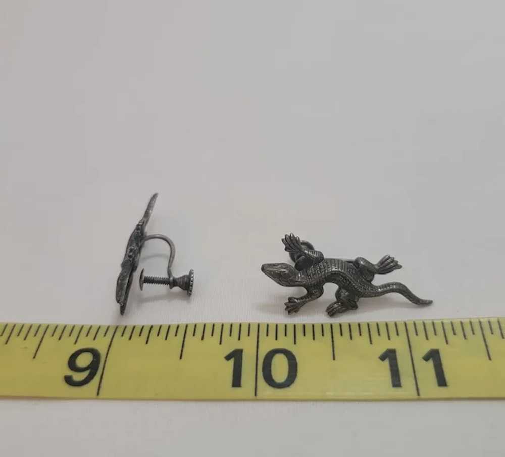 Sterling silver screw back lizard earrings - image 2