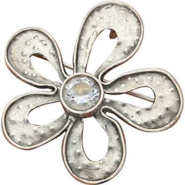 Silpada Sterling Silver Oxidized Cz Flower Pendant