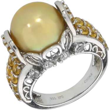 Sterling Silver 12mm South Sea Pearl, Citrine and 