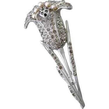 Vintage tulip metal brooch - Gem