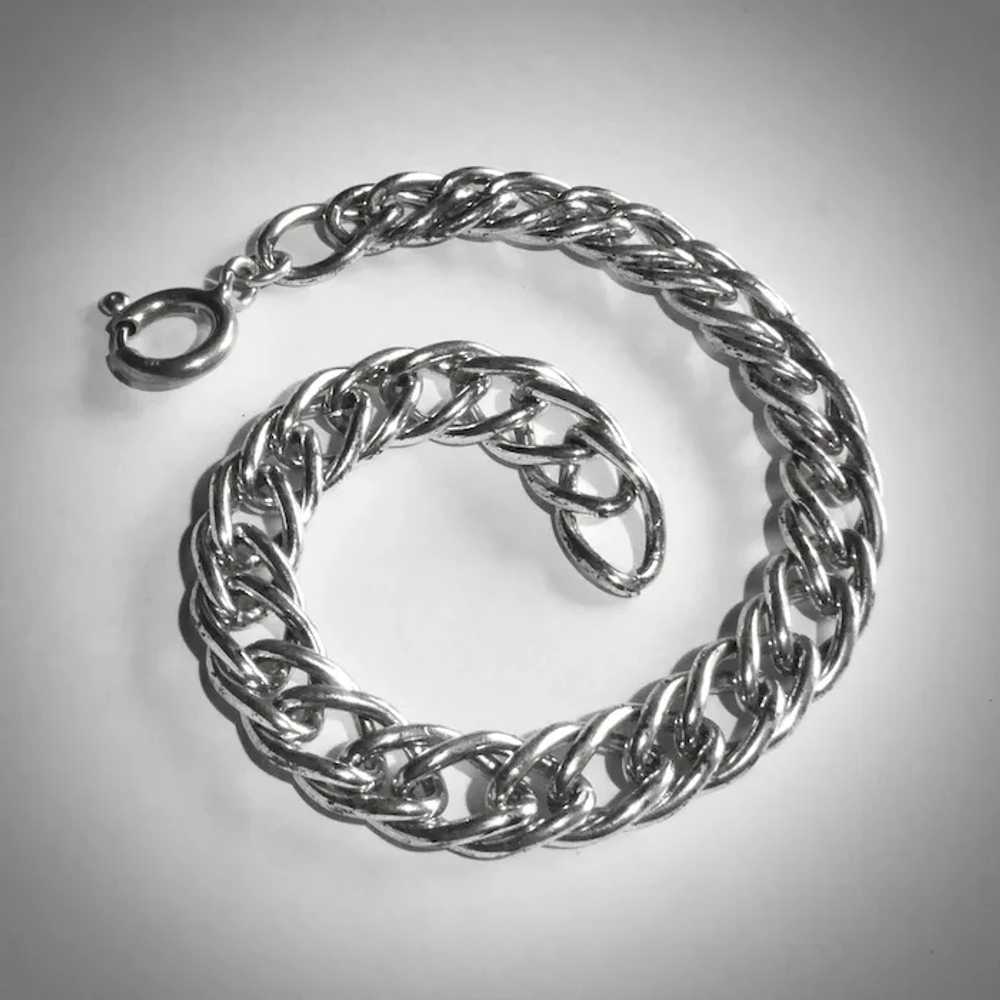 Sterling Double Link Curb Chain Bracelet - image 10