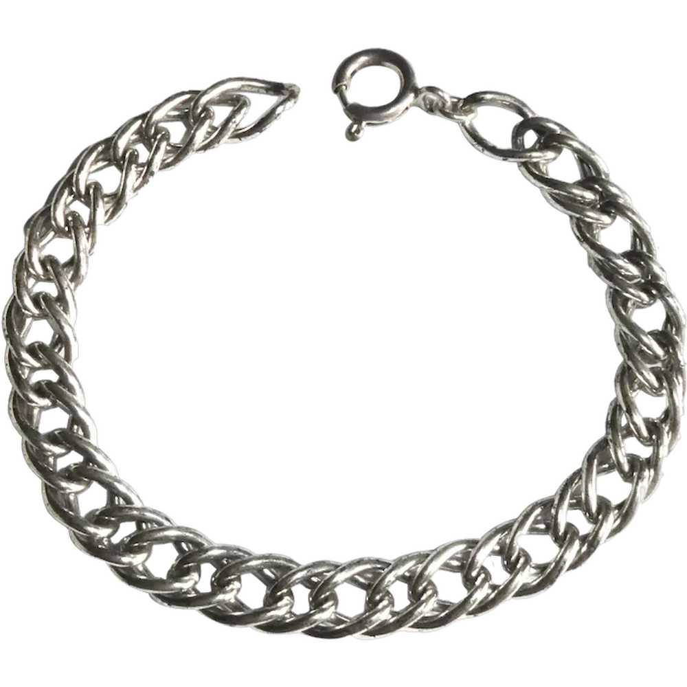 Sterling Double Link Curb Chain Bracelet - image 1