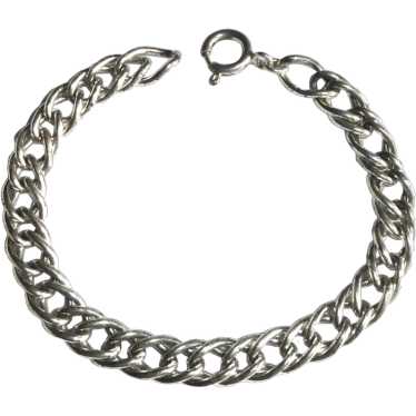 Sterling Double Link Curb Chain Bracelet - image 1