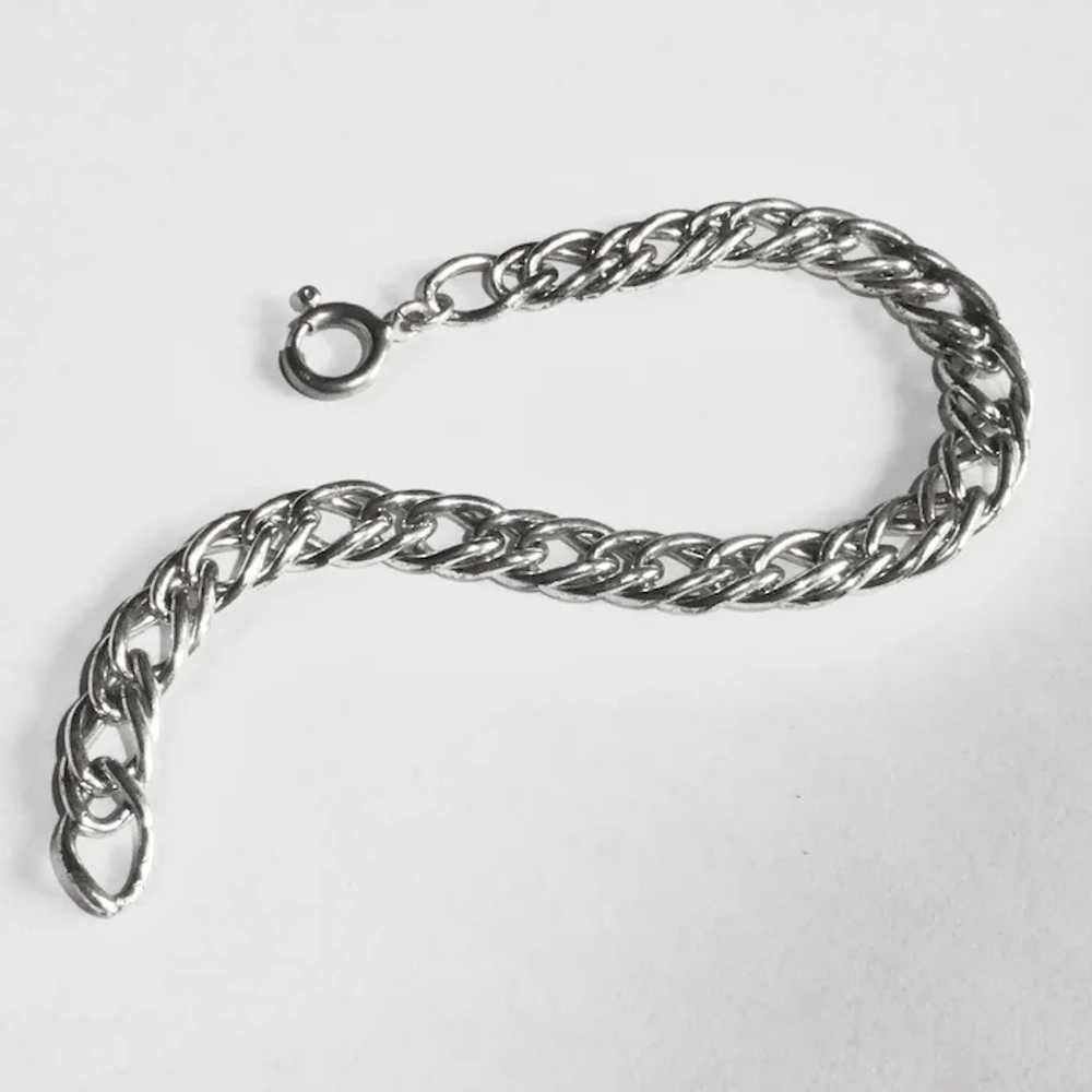 Sterling Double Link Curb Chain Bracelet - image 3