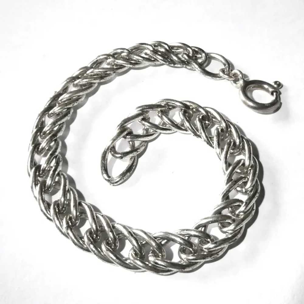 Sterling Double Link Curb Chain Bracelet - image 5