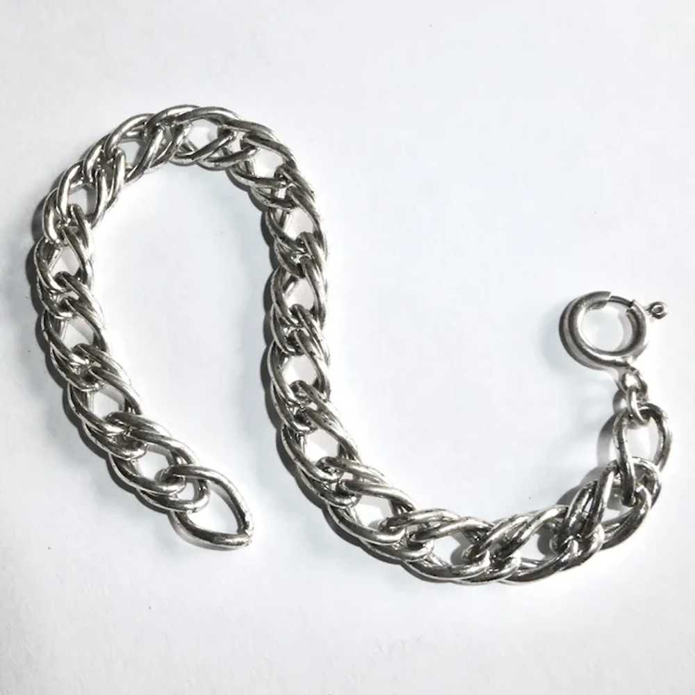 Sterling Double Link Curb Chain Bracelet - image 6