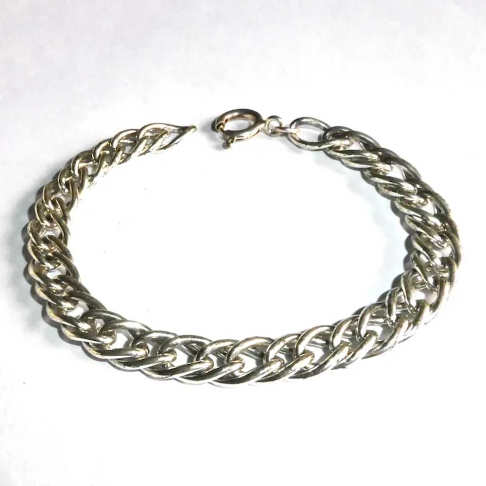 Sterling Double Link Curb Chain Bracelet - image 9