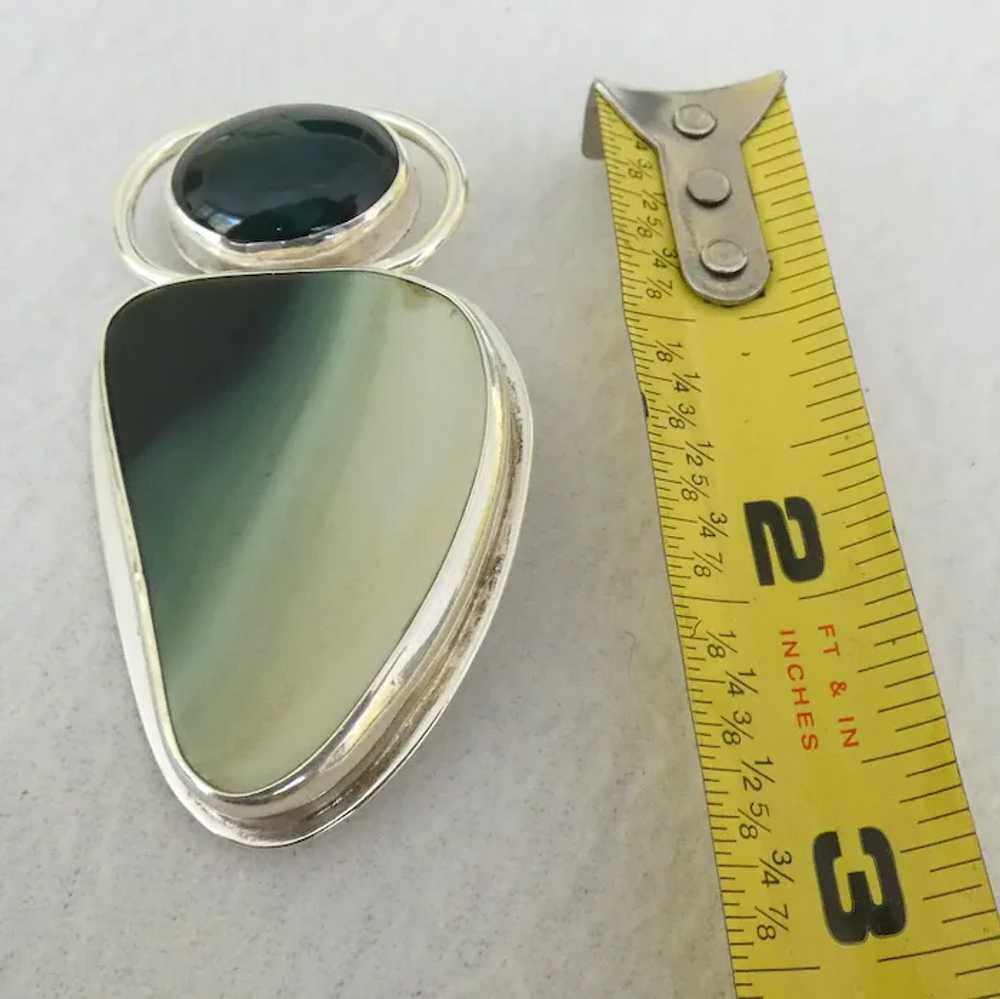 Sterling Pendant Brooch with Agate Cabochons - image 8