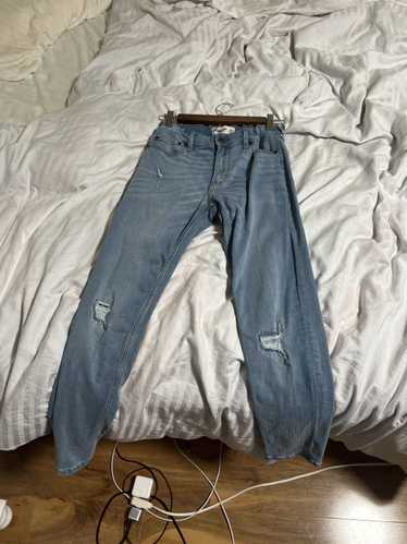 Streetwear Super Skinny Blue Jeans W/ Rips