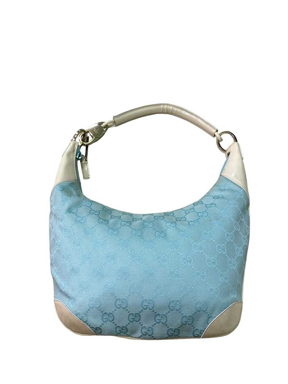 Gucci AUTHENTIC GUCCI MONOGRAM SOFT BLUE HOBO BAG - image 1