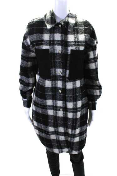 Zara Womens Crystal Button Front Collared Plaid Co
