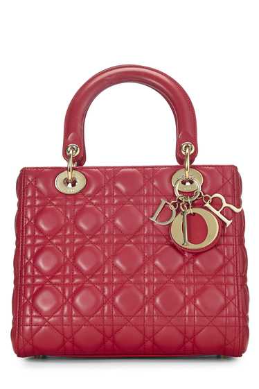 Red Cannage Quilted Lambskin Lady Dior Medium