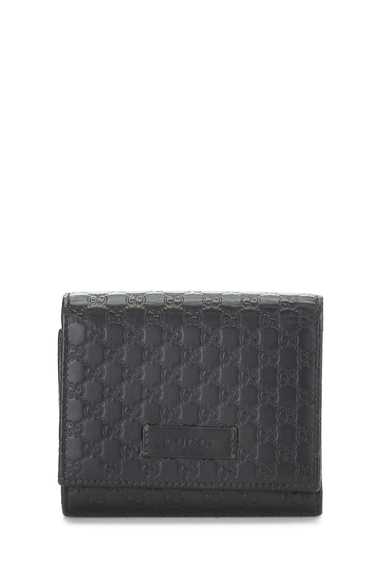 Black Microguccissima Leather Compact Wallet