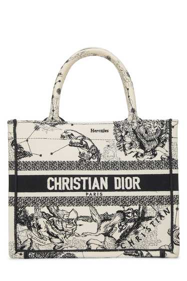 Black & White Zodiac Embroidered Canvas Book Tote 