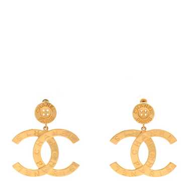 CHANEL Metal Large Paris Button Earrings Gold