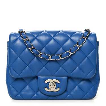 CHANEL Lambskin Quilted Mini Square Flap Blue