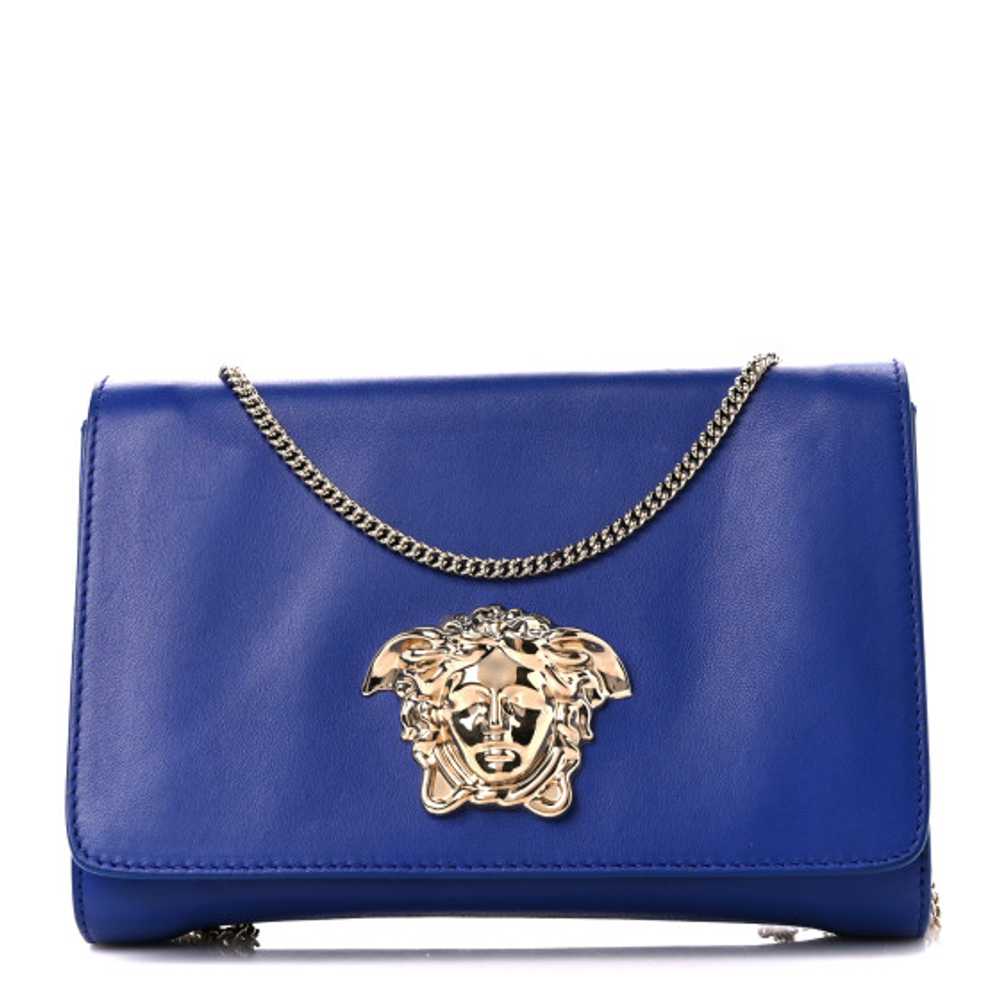 VERSACE Lambskin Palazzo Chain Evening Bag Blue - image 1