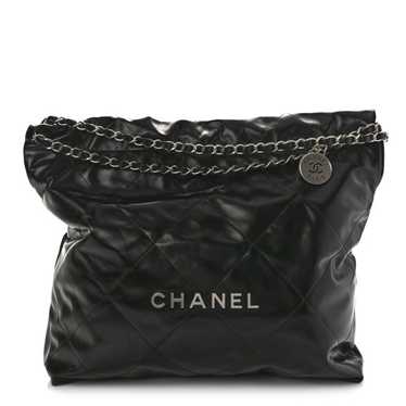 CHANEL Shiny Calfskin Quilted Large Chanel 22 Blac