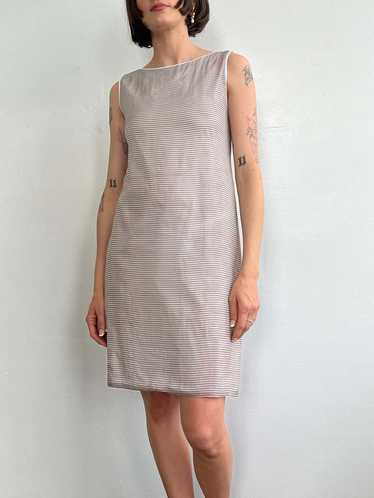 Vintage Jil Sander Silk Stripe Pattern Dress - Gre