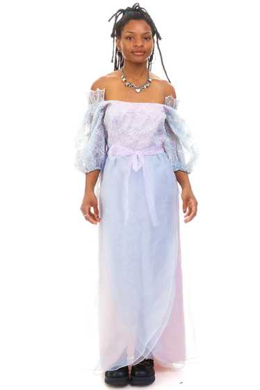 Vintage 80's Romantic Ghost Floral Dress - S