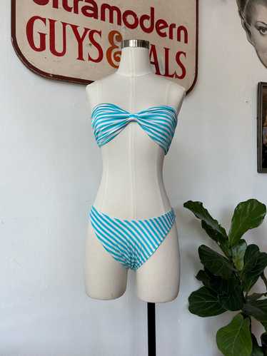 Blue & White Striped Bikini