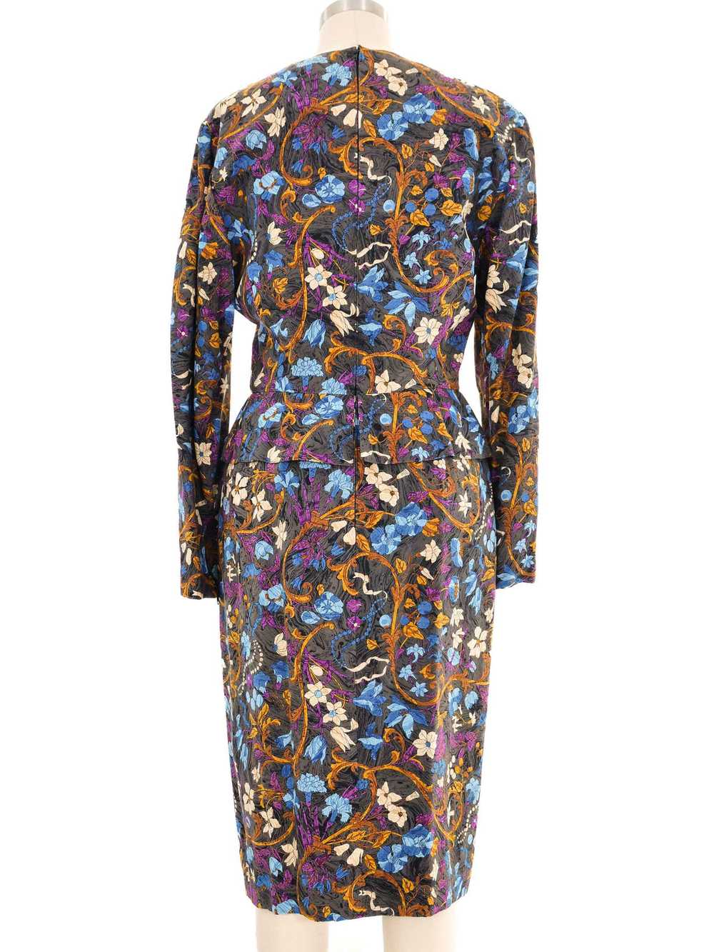 Hermes Floral Silk Peplum Dress - image 4