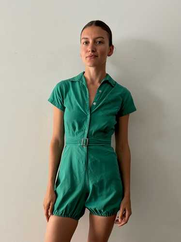 50s Emerald Cotton Gym Suit