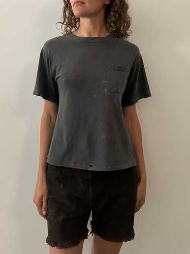 Faded & Cropped Black Pocket tee