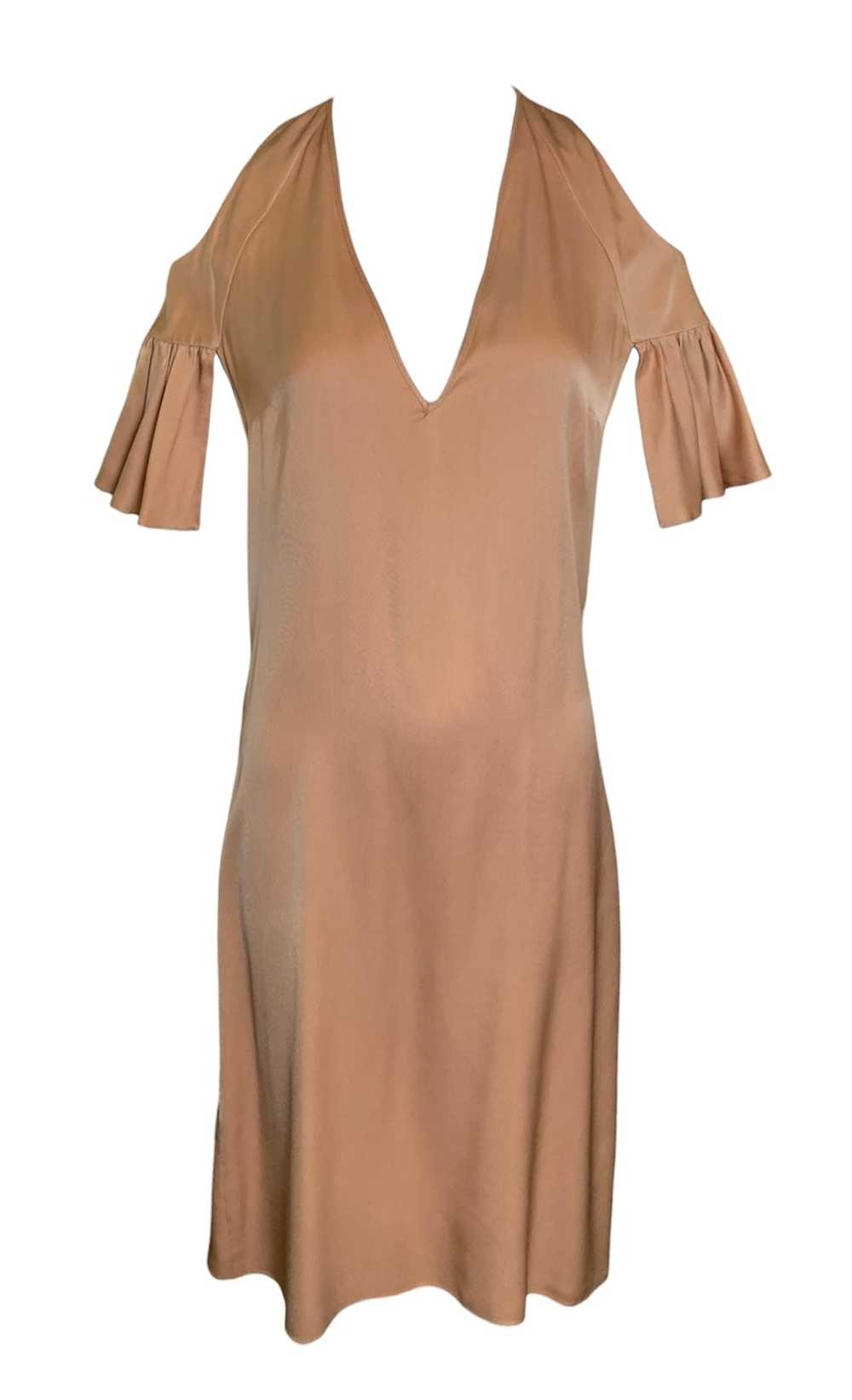 Chloé Caramel Peek A Boo Shoulder Flutter Sleeve Dress Gem 4587