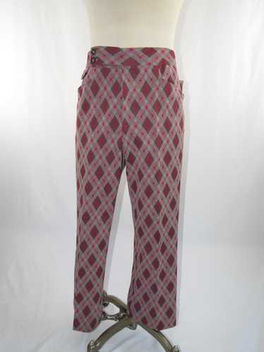 "DiLombardi" Grey & Red Argyle Plaid Poly Slacks