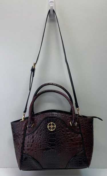 Stauer Croc Embossed Leather Avalon Satchel Maroon - image 1