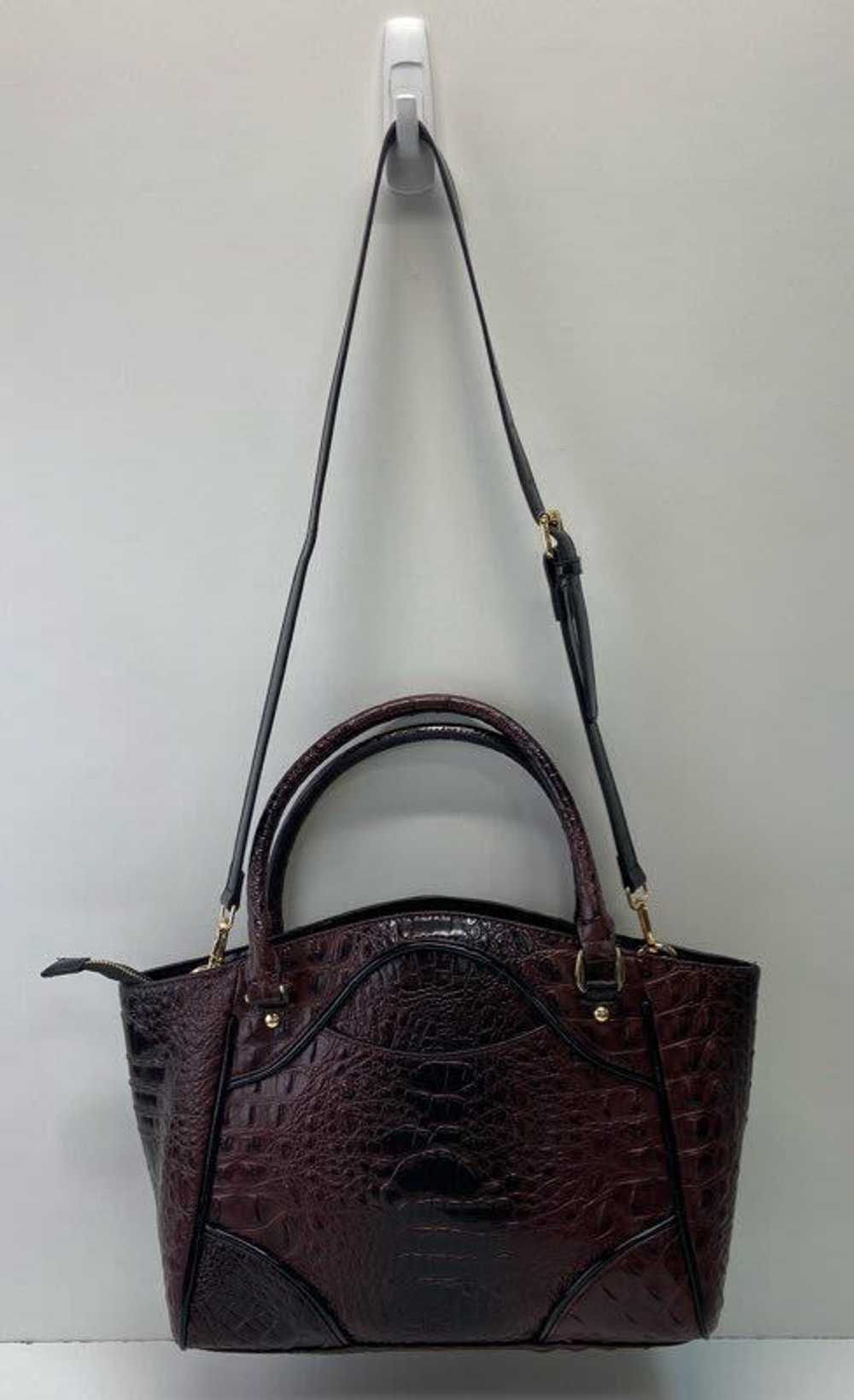 Stauer Croc Embossed Leather Avalon Satchel Maroon - image 2