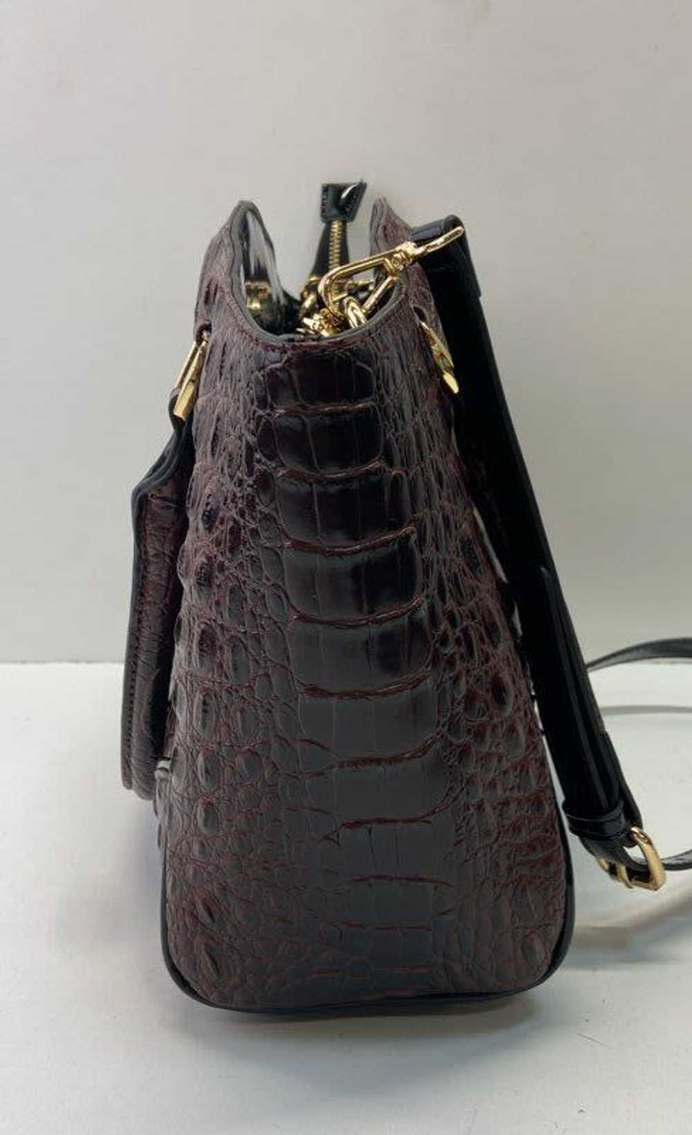 Stauer Croc Embossed Leather Avalon Satchel Maroon - image 4