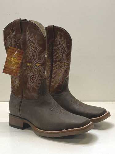 Alfa Leather Embroidered Western Boots Brown 12