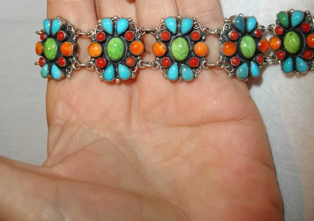 Vintage Leo Feeney Cluster Turquoise, Coral, Spin… - image 2