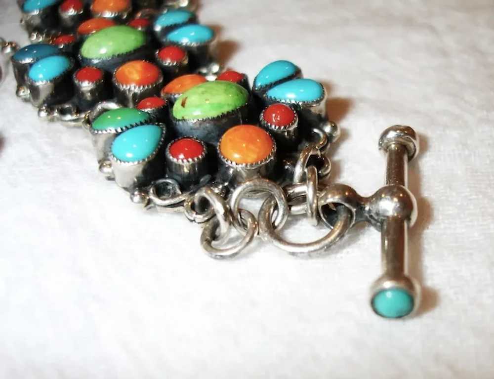 Vintage Leo Feeney Cluster Turquoise, Coral, Spin… - image 7