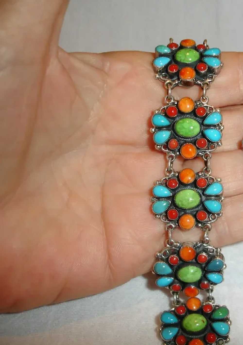 Vintage Leo Feeney Cluster Turquoise, Coral, Spin… - image 8