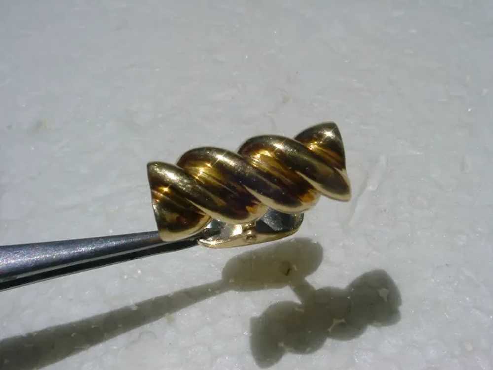 18K Gold Cuff Links, Polished Swirl Design, High … - image 3