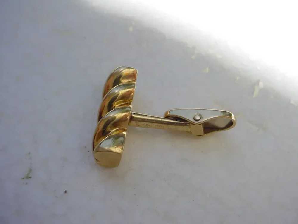 18K Gold Cuff Links, Polished Swirl Design, High … - image 7