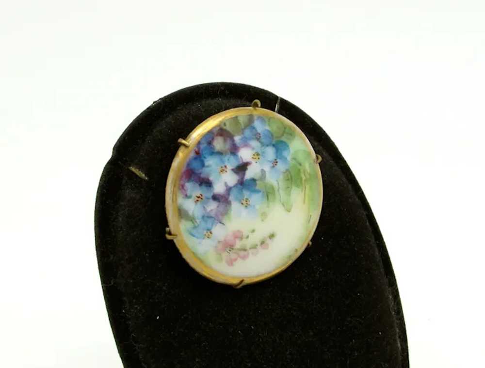 Handpainted Porcelain Brooch with Flowers - image 2