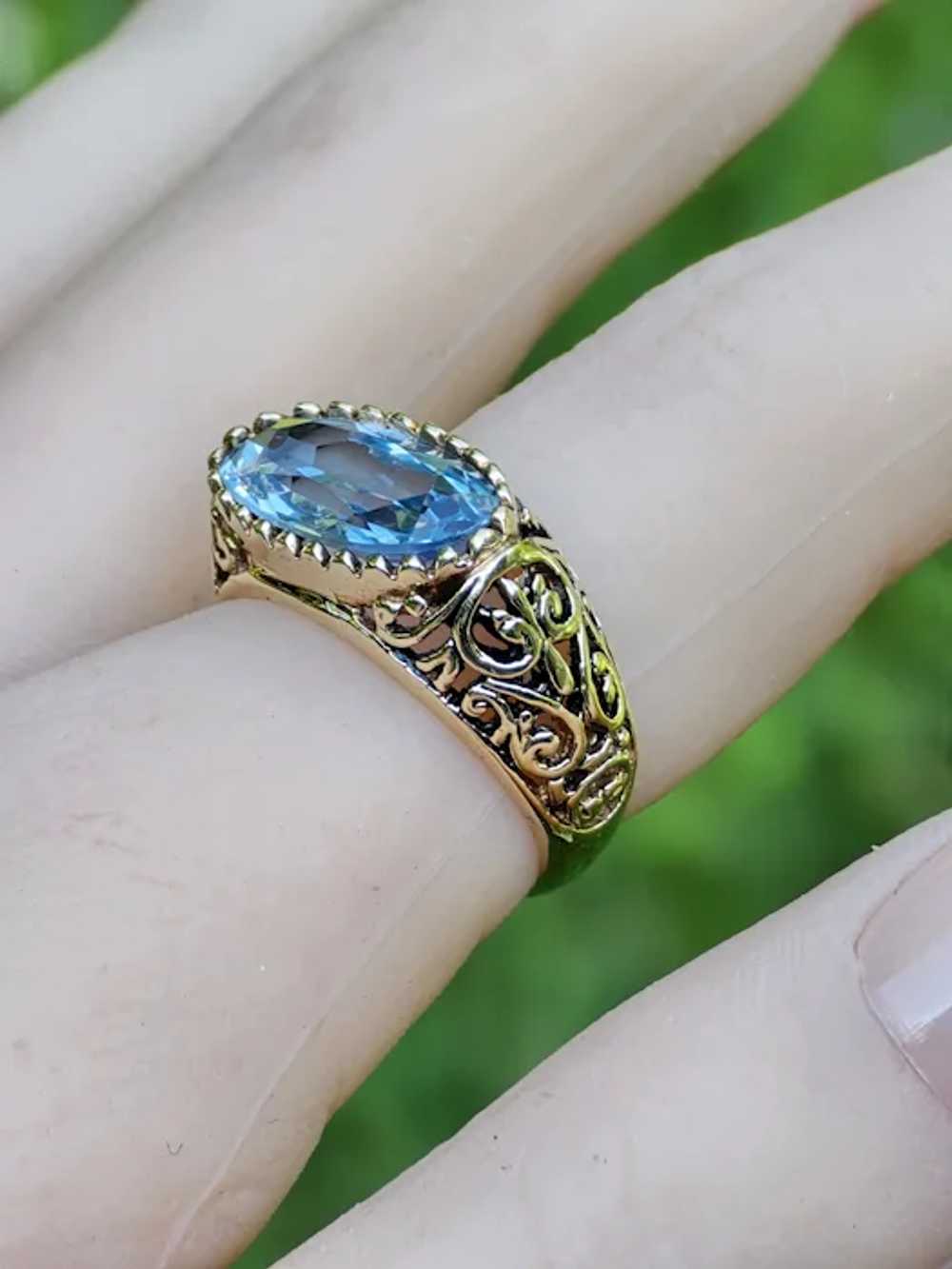 Antique Style Fancy Cut Sky Blue 4 Carat Topaz So… - image 7