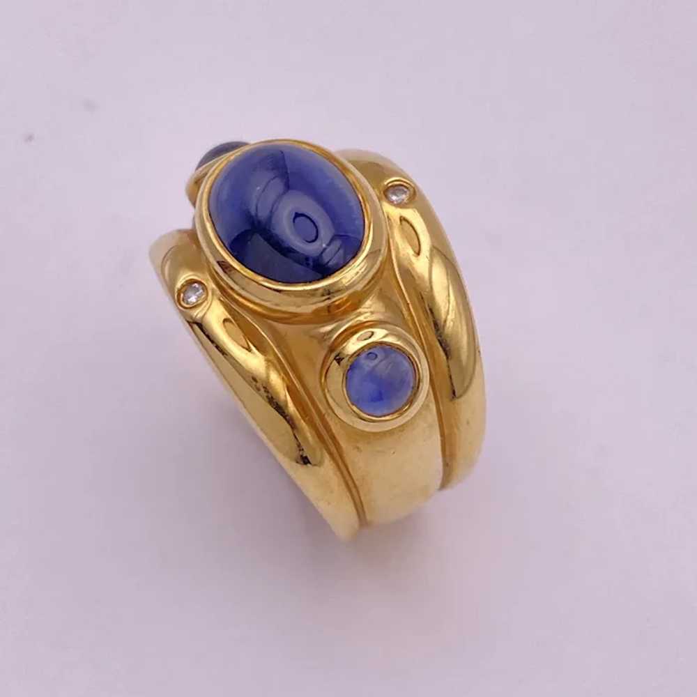 Etruscan RevivaL Ring 14K Gold Sapphire Cabochon … - image 5