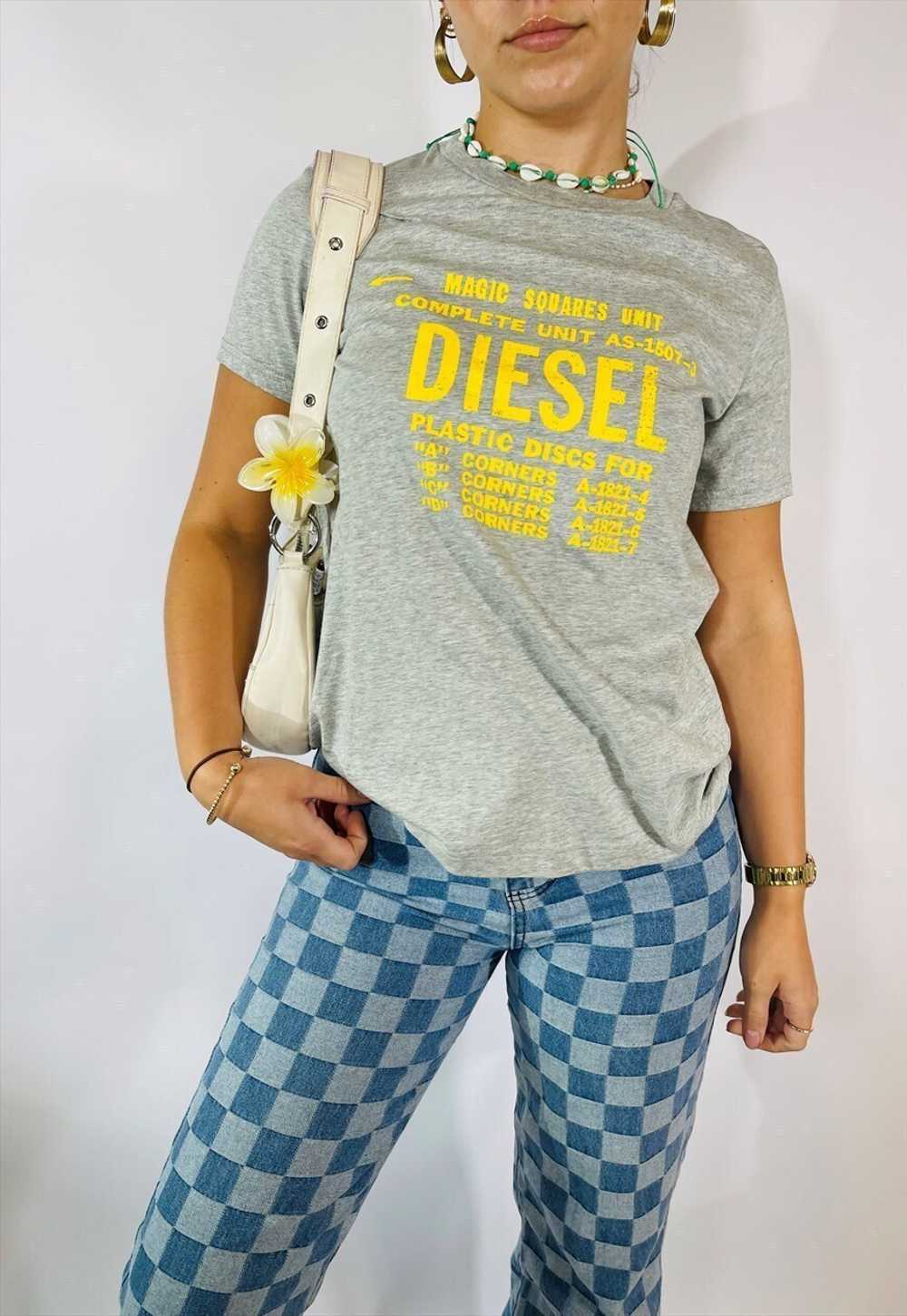 Vintage 00s Y2K Diesel Grey Graphic T Shirt - image 2