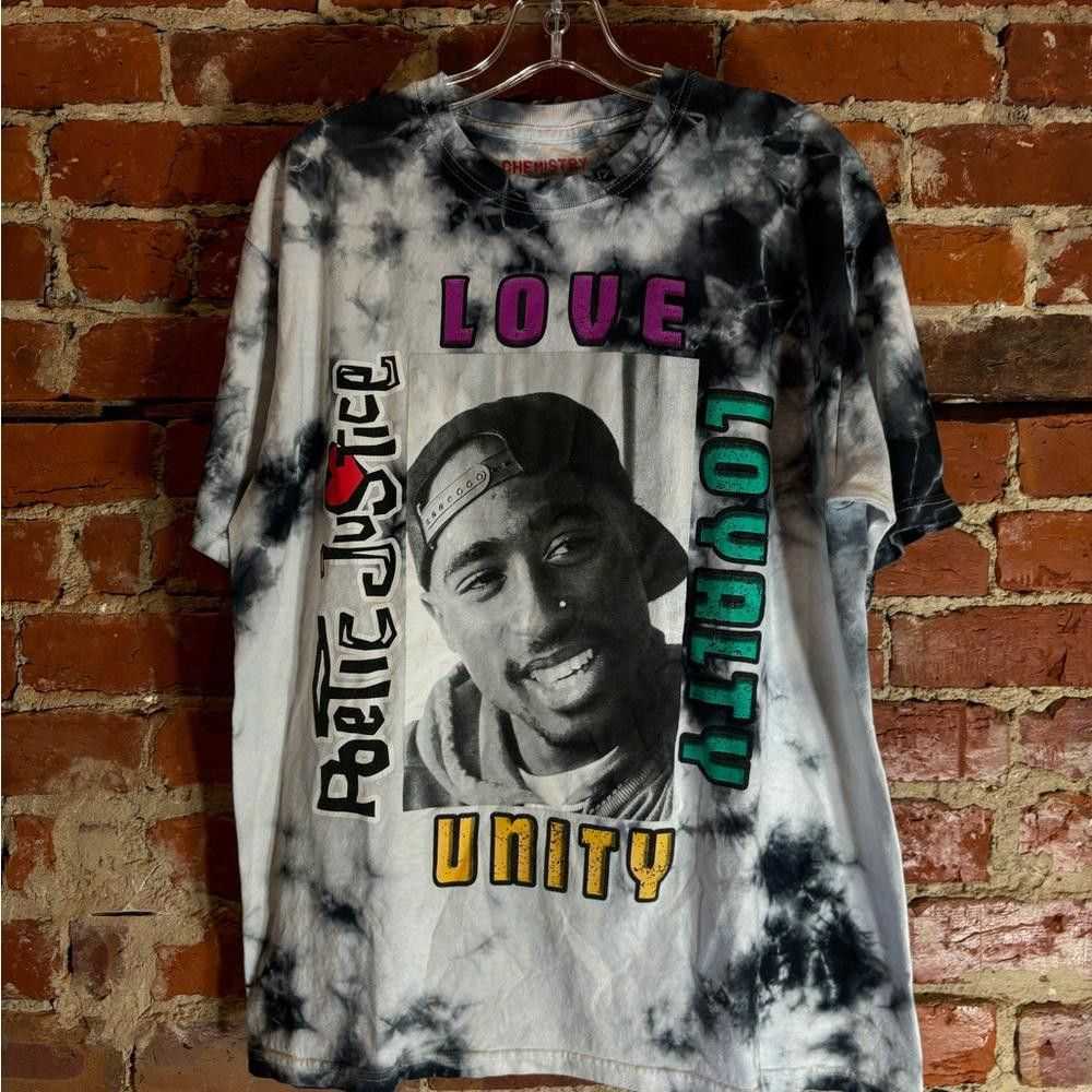 Designer Tupac large black and white tie dye grap… - image 2