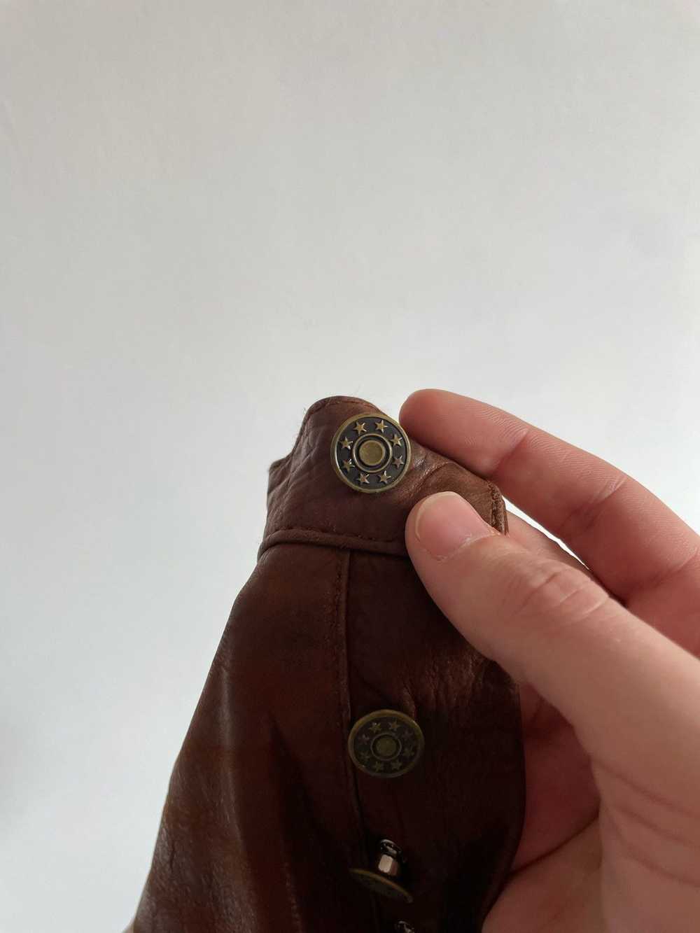 Leather × Vintage Vintage Leather Brown Pants Tra… - image 6