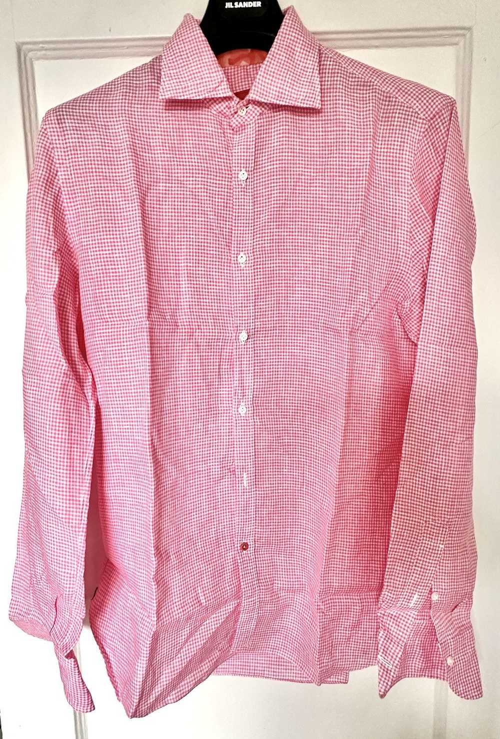 Isaia Isaia LS linen gingham shirt - image 1