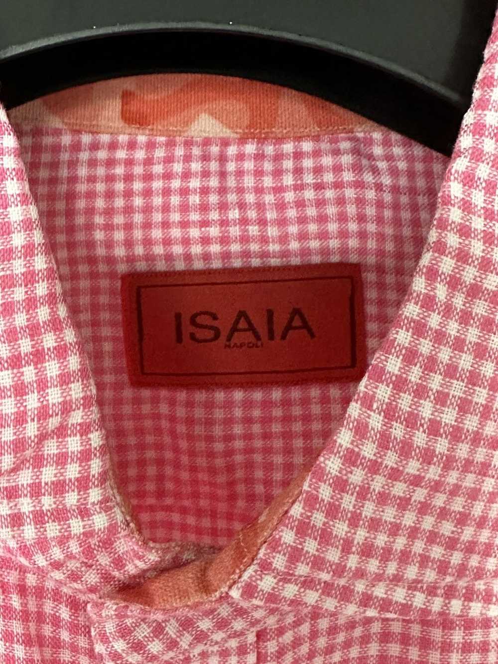 Isaia Isaia LS linen gingham shirt - image 4